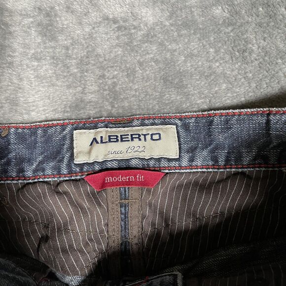 Alberto Modern Fit Dave Tinted Cross Jeans Mens 32x32 Blue Medium Wash Straight - Picture 2 of 11